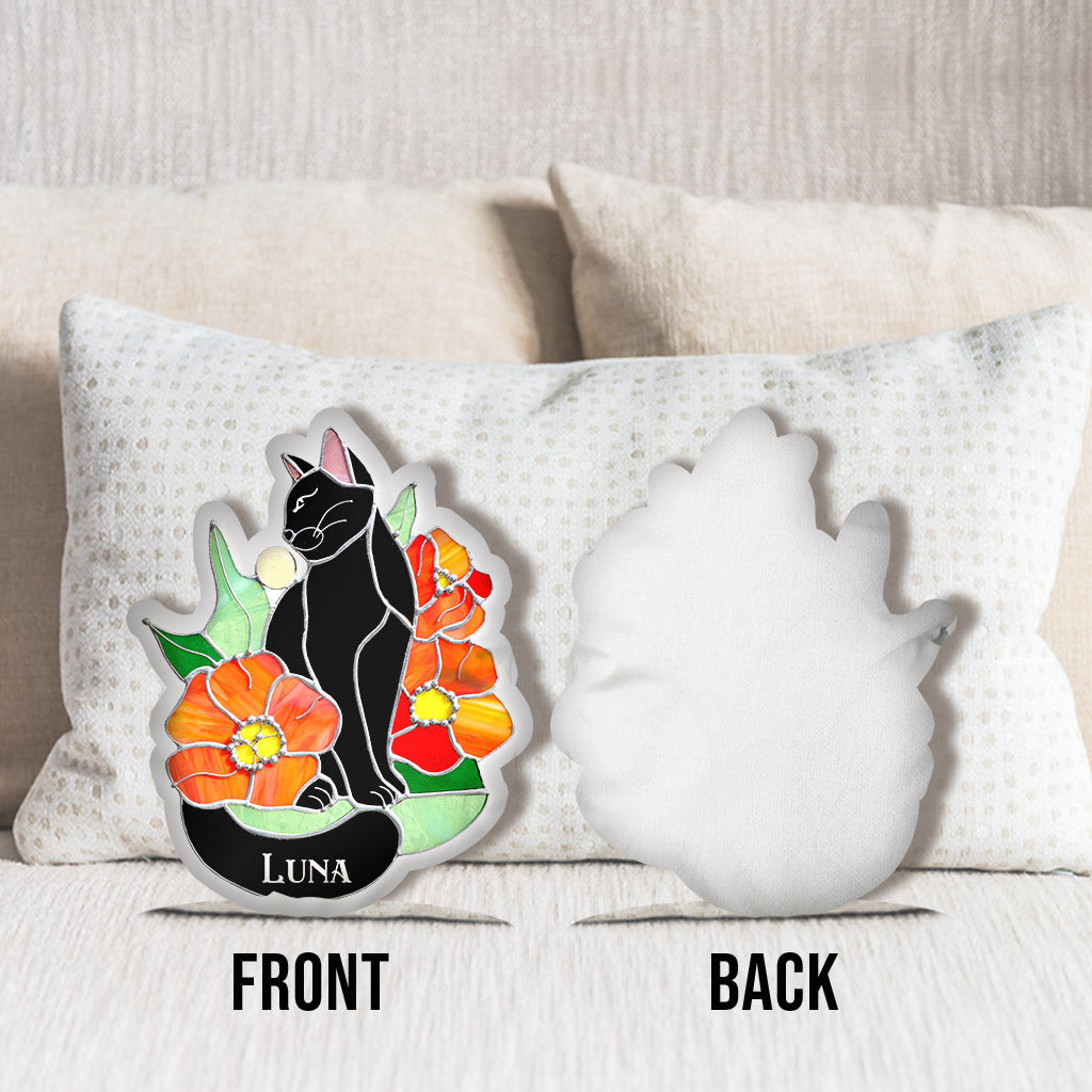 Black Cat - Personalized Black Cat Shaped Pillow