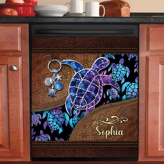 Salty Lil' Beach - Personalized Turtle Dishwasher Cover