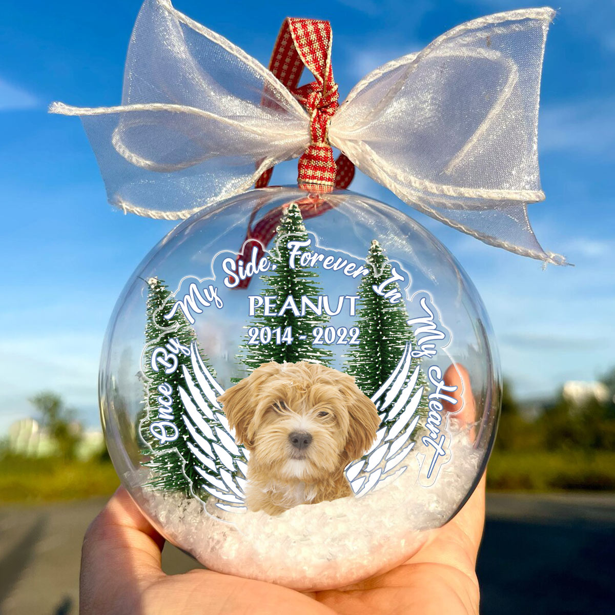 Forever In my Heart - Gift for dog lovers, cat lover - Personalized Snow Globe Ornament