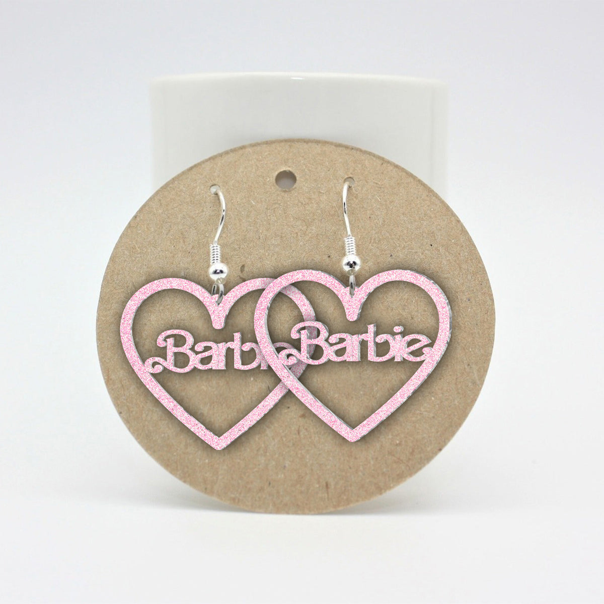 Pink Glitter Custom Name - Personalized Earrings