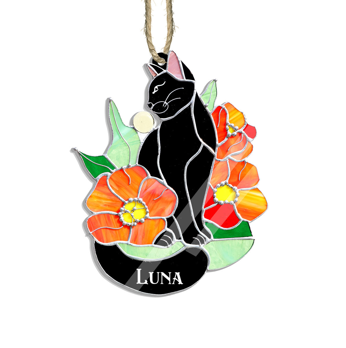 Black Cat - Personalized Black Cat Suncatcher