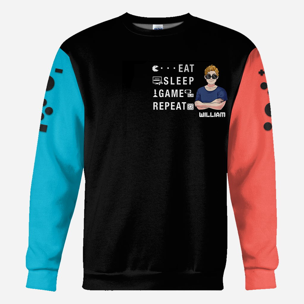 Eat Sleep Game Repeat - Personalized Video Game All Over Shirt
