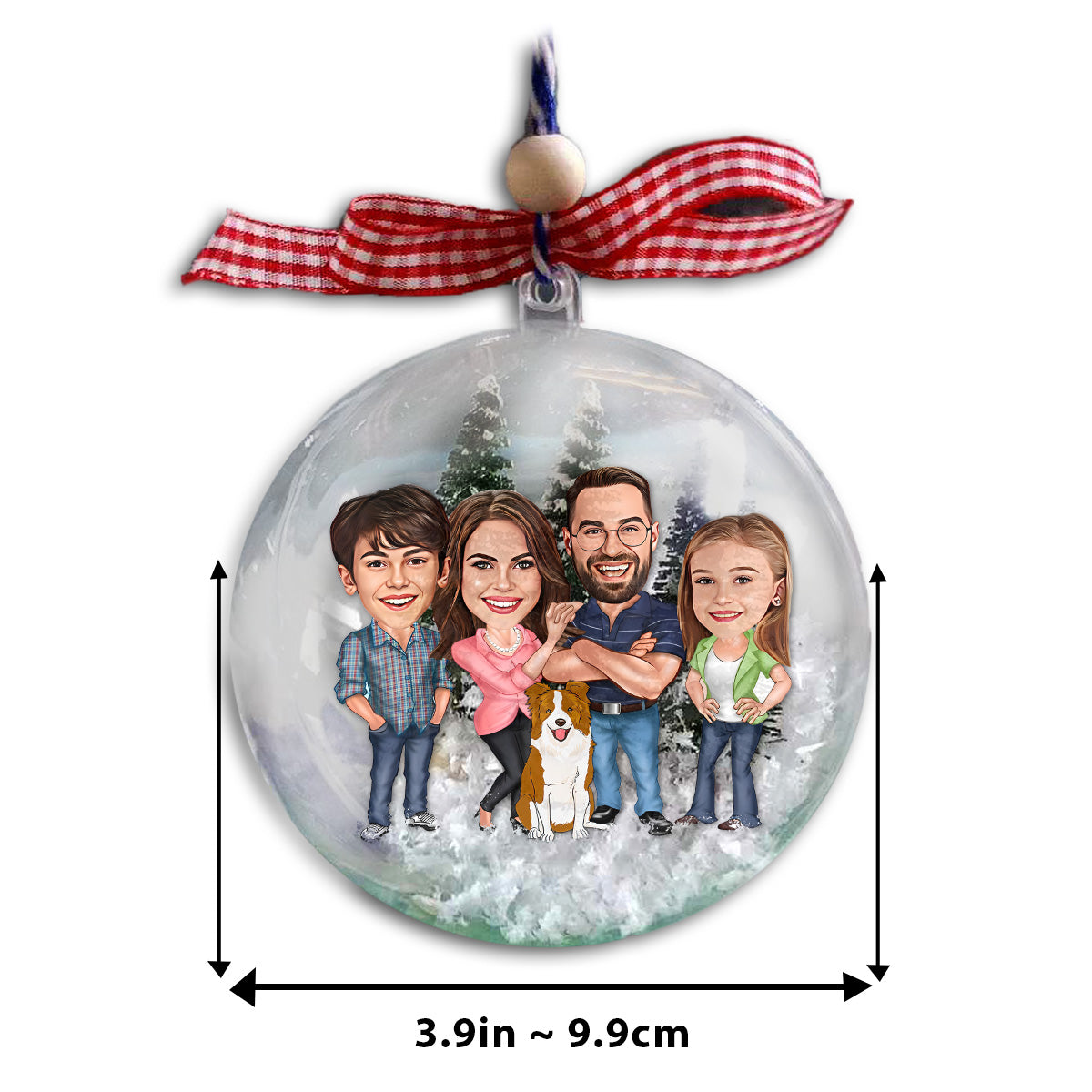 Funny Caricature Portrait - Personalized Family Snow Globe Ornament