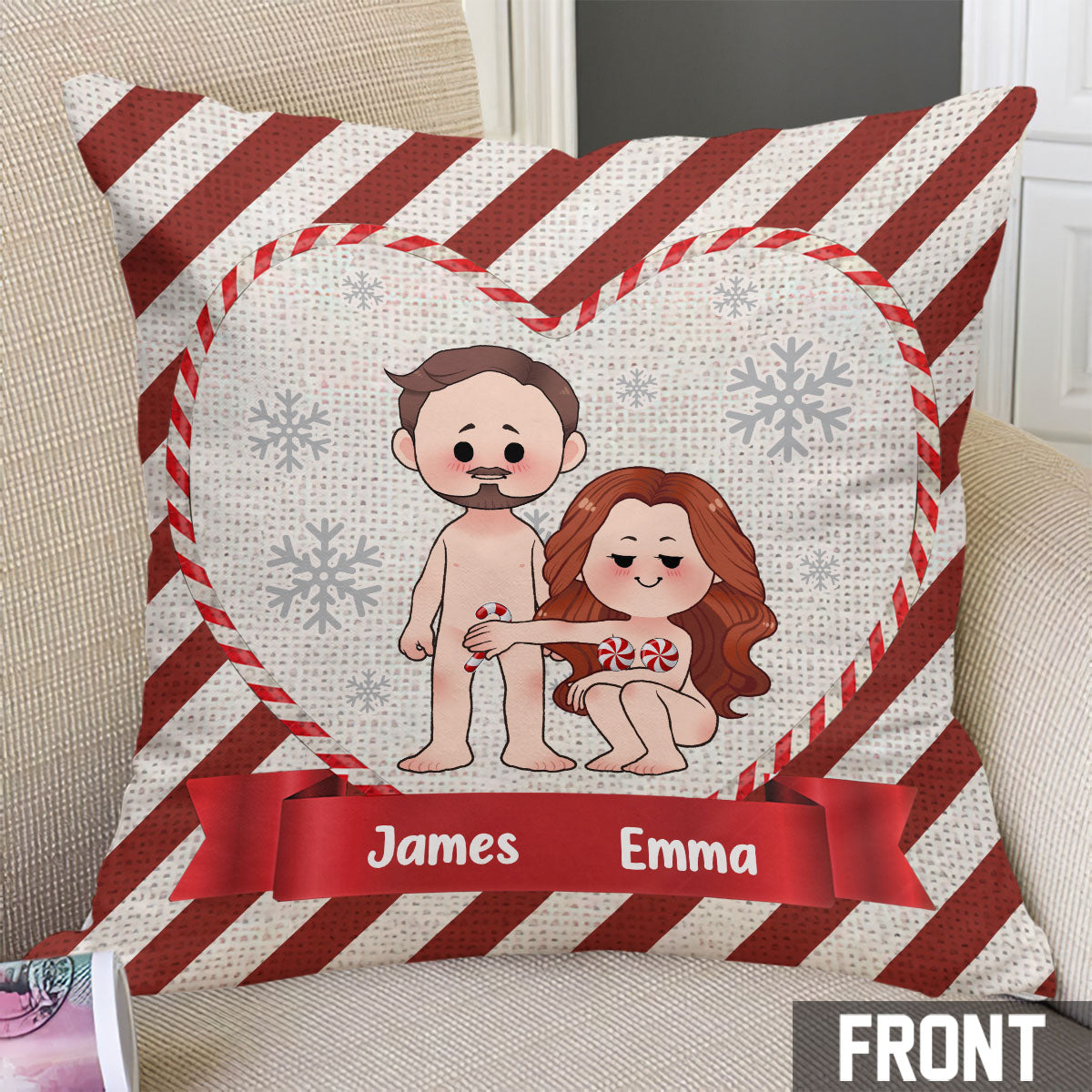 Congrats On Being My Favorite Candy Cane - gift for husband, wife, boyfriend, girlfriend - Personalized Throw Pillow