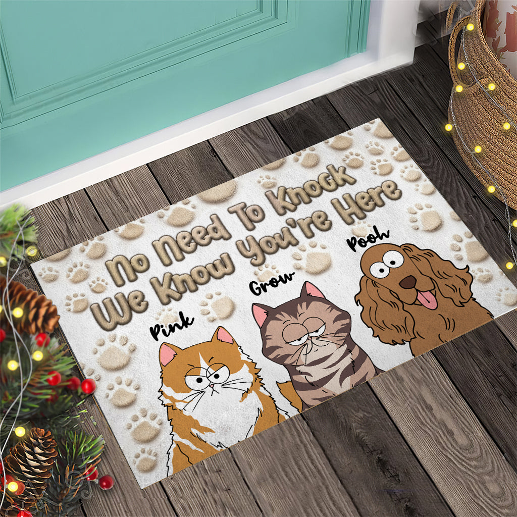 No Need To Knock We Know You’re Here - Personalized Dog Doormat