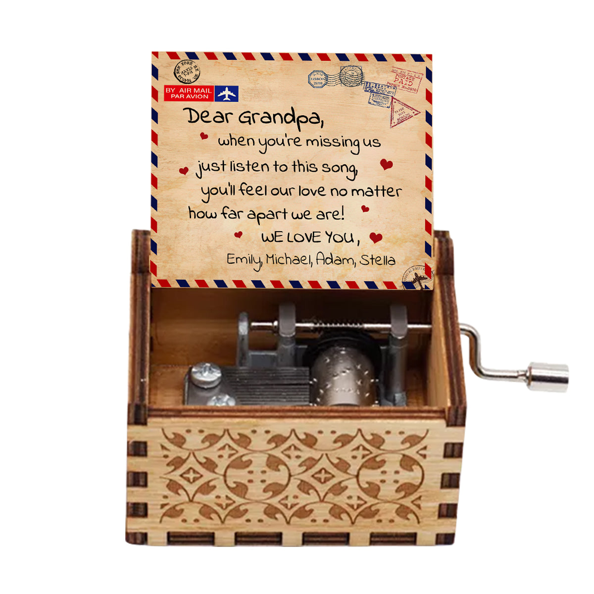 When You're Missing Us - Gift for grandma, mom, daughter, granddaughter, son, grandson, dad, grandpa - Personalized Hand Crank Music Box