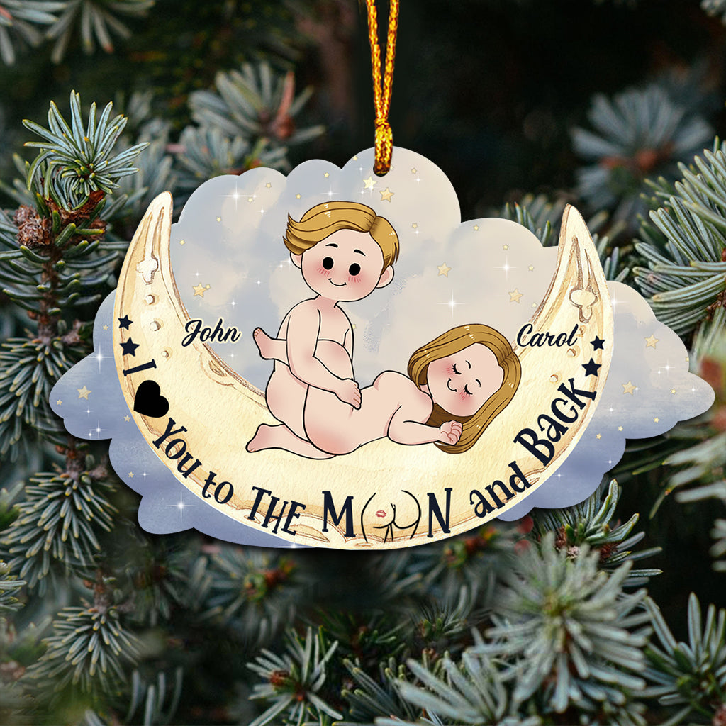 I Love You To The Moon And Back - Personalized Couple Ornament