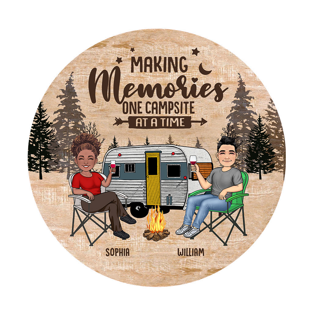 Happy Camper - Camping gift for husband, wife, boyfriend, boyfriend - Personalized Shaped Doormat