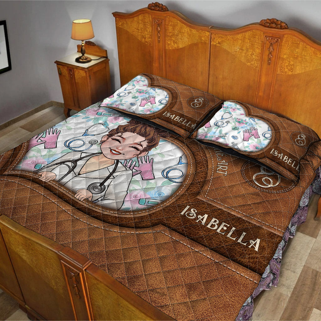 Nursing Is A Work Of Heart - Personalized Nurse Quilt Set