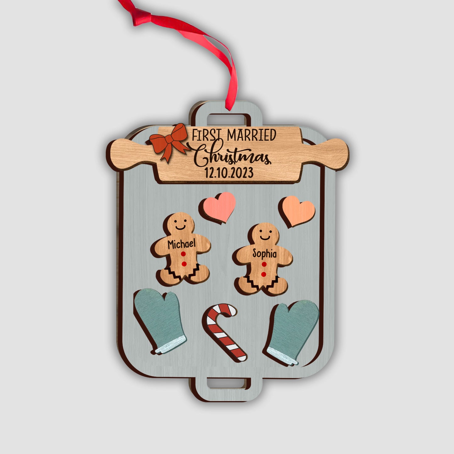 First Married Christmas - Personalized Husband And Wife 2 Layered Piece Ornament