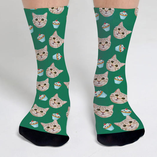 Funny Icon Pattern - Personalized Cat Socks