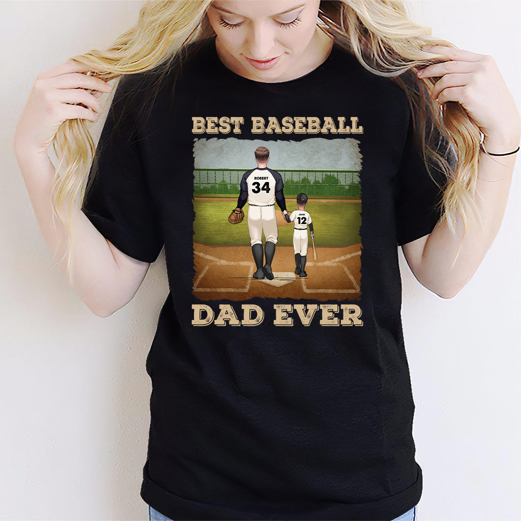 Best Baseball Dad Ever - Personalized Baseball T-shirt & Hoodie