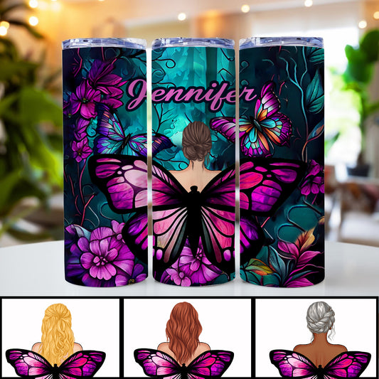 Butterfly Girl - Butterfly gift for her - Personalized Skinny Tumbler