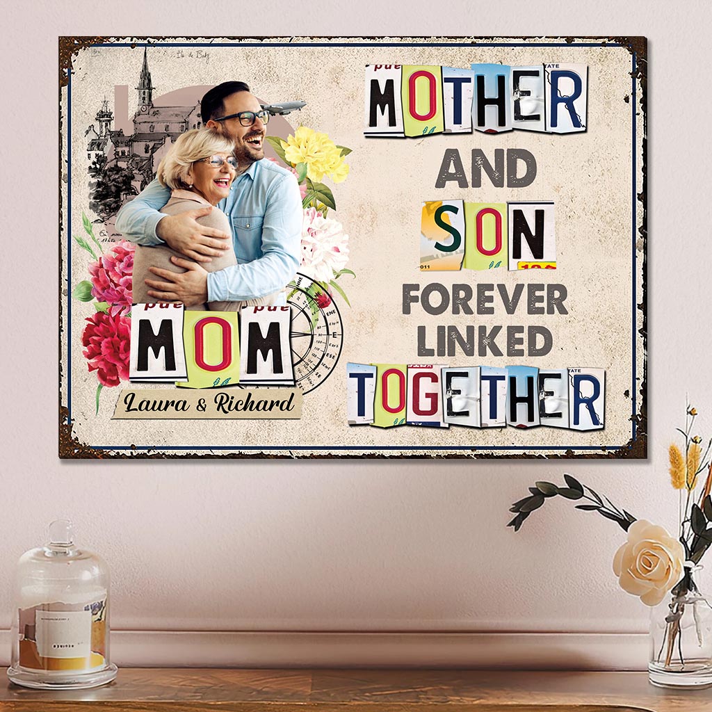 Forever Linked Together - Gift for mom, daughter, son - Personalized Rectangle Metal Sign
