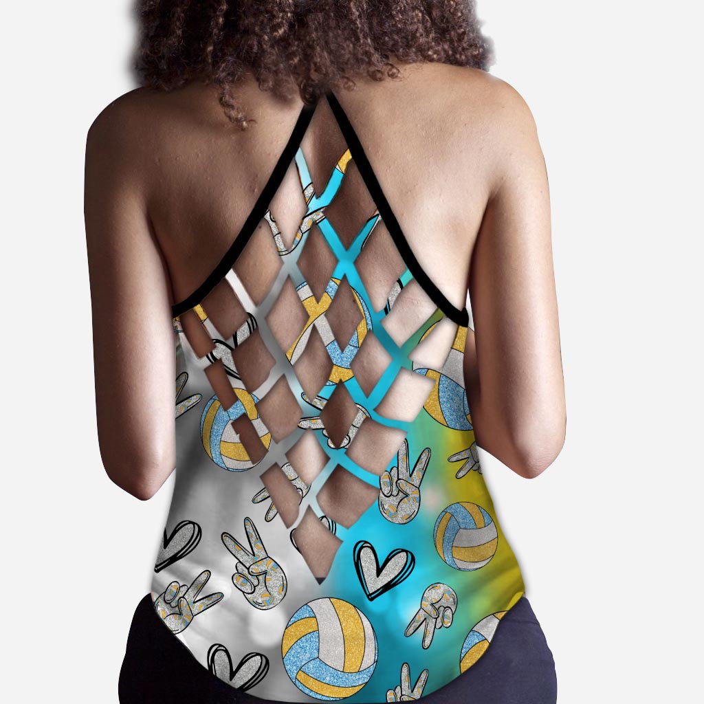 Cool Volleyball Mom - Personalized Volleyball Cross Tank Top
