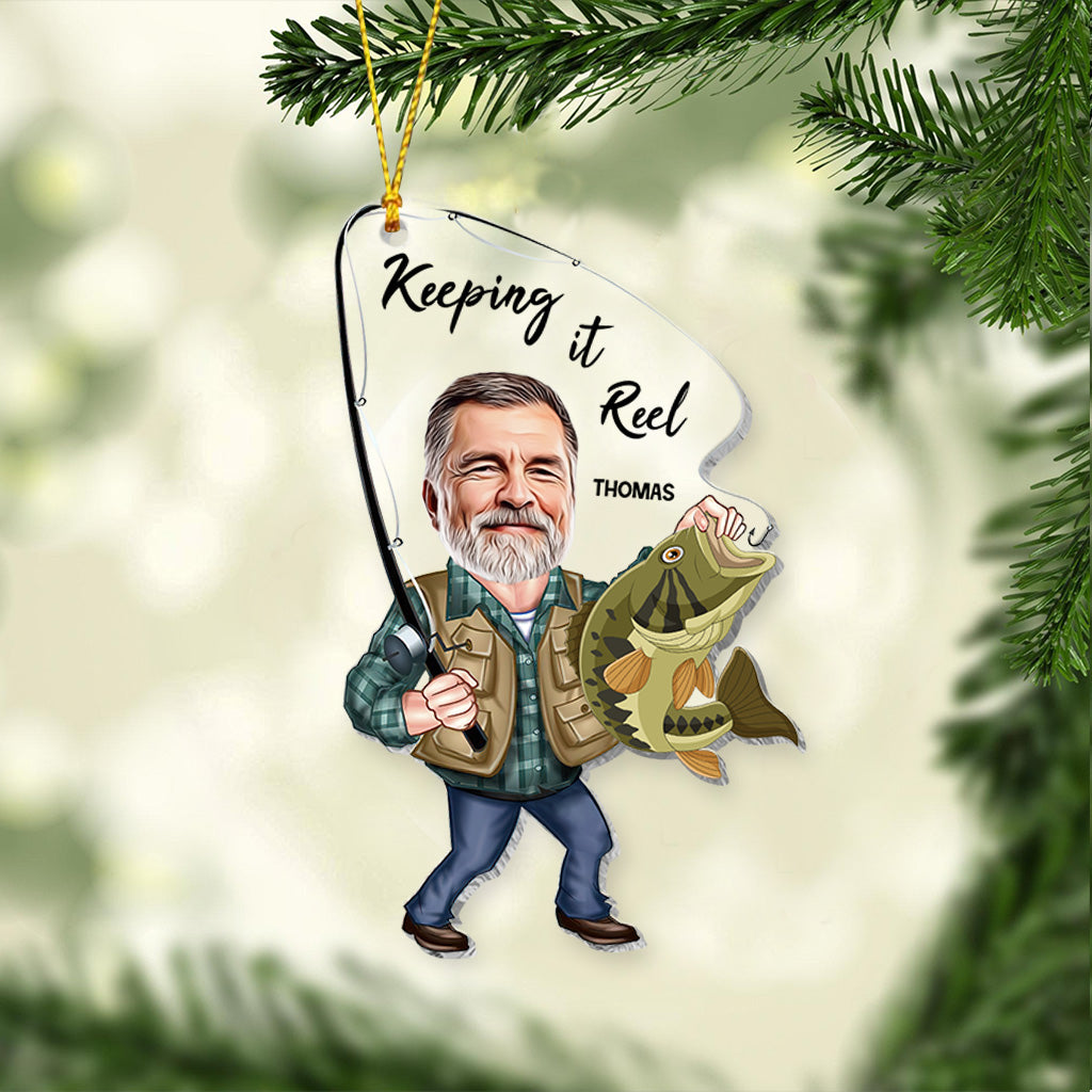 Photo Inserted Funny Fishing Keeping It Reel - Personalized Fishing Transparent Ornament