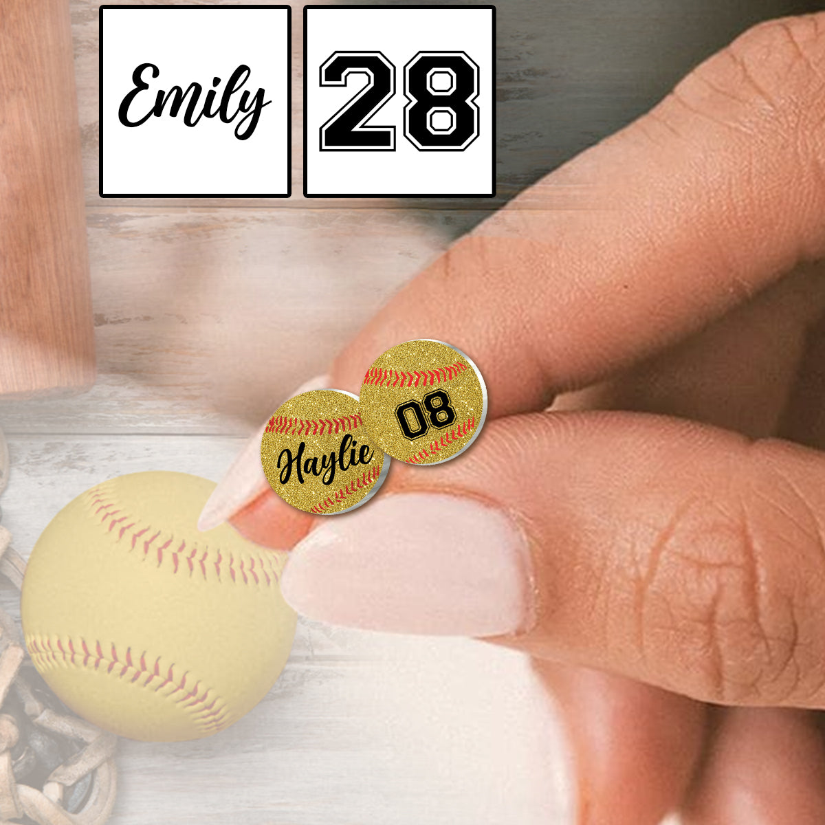 Softball Lovers - Personalized Softball Stud Earrings