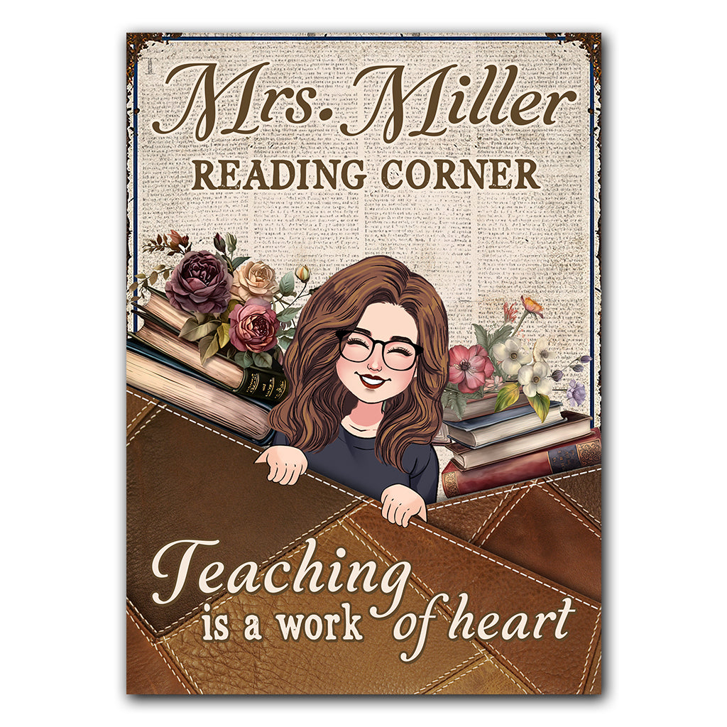 Teaching is a work of heart - Personalized Teacher Rectangle Metal Sign