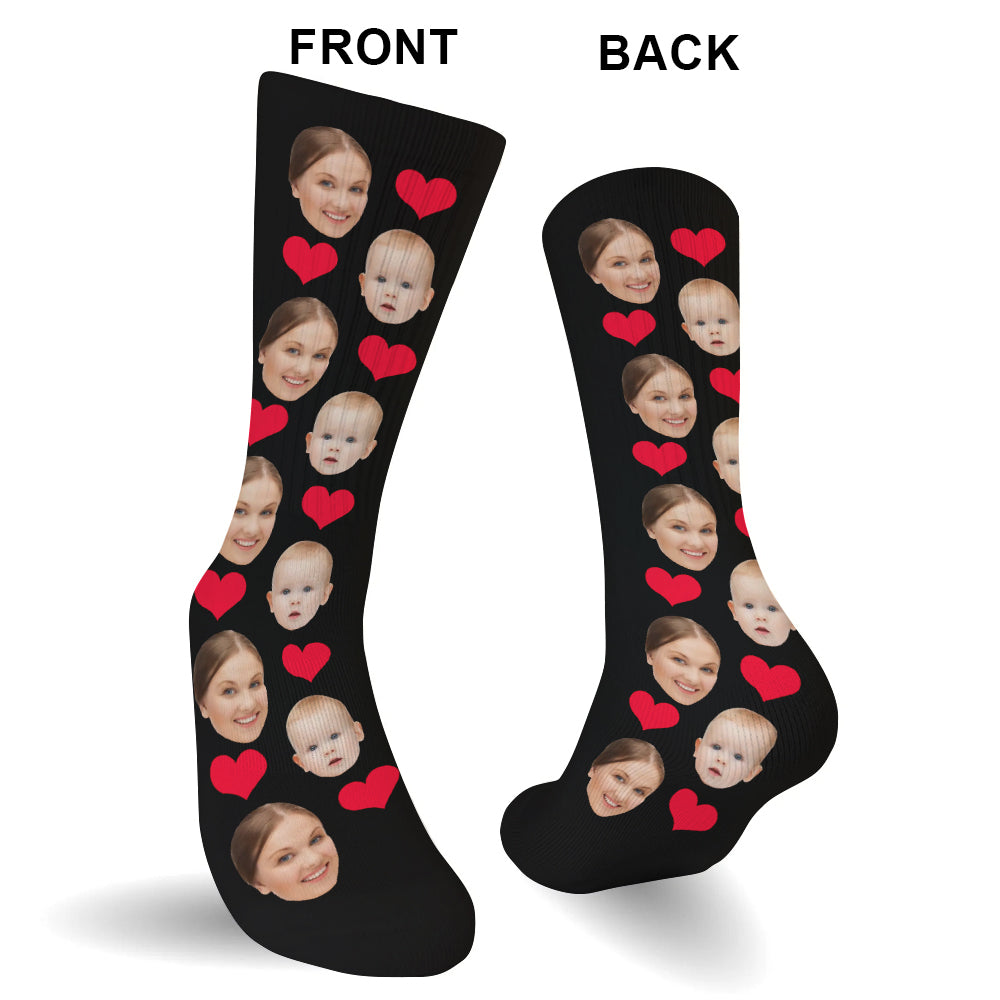 Custom Face Heart Pattern - Personalized Mother Socks