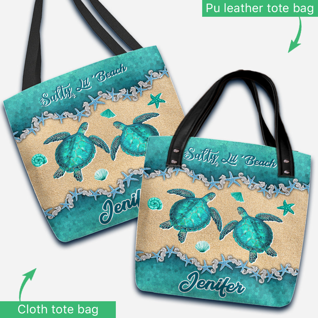 Salty Lil' Beach - Personalized Turtle Tote Bag