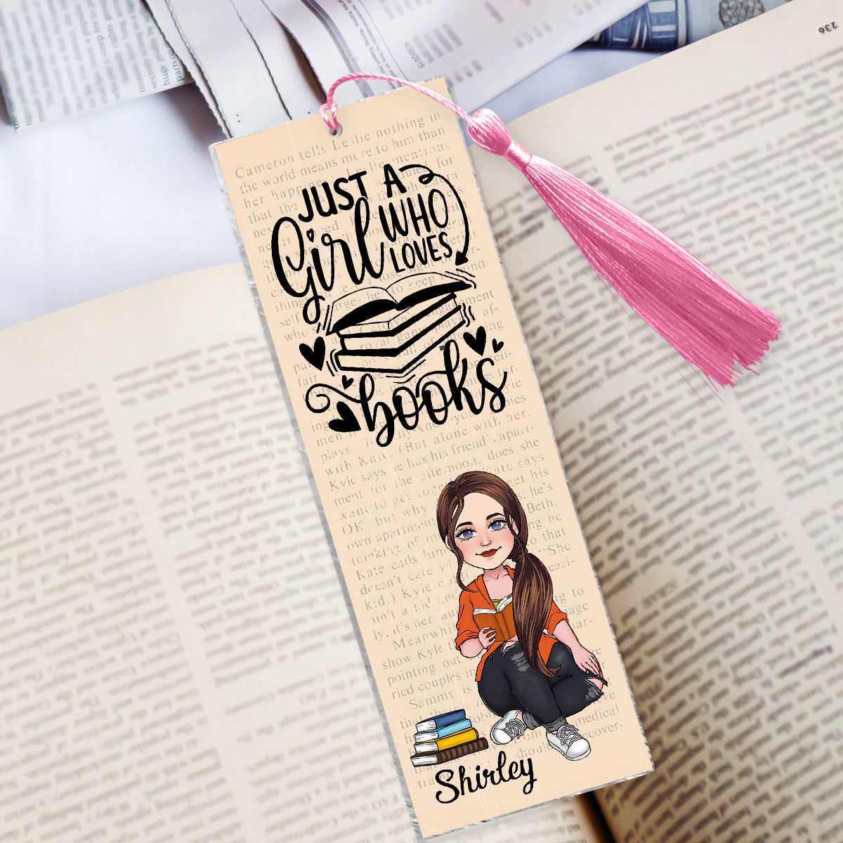 Just A Girl Who Loves Books - Personalized Book Bookmark (Printed On Both Sides)