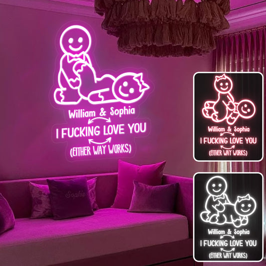 I Love You Naughty Ginger Bread - gift for boyfriend, wife, husband, girlfriend - Personalized Neon Sign