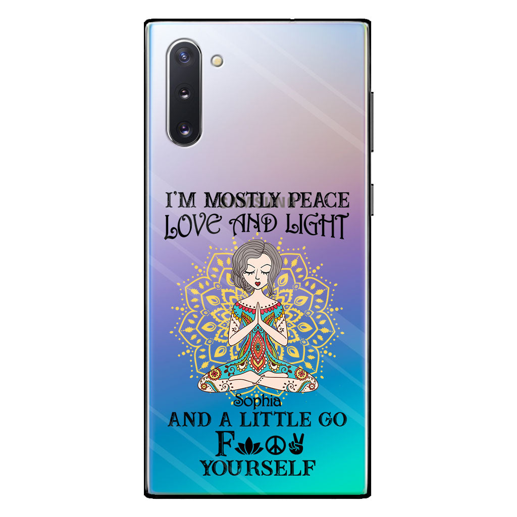 I’m Mostly Peace Love And Light - Personalized Yoga Clear Phone Case