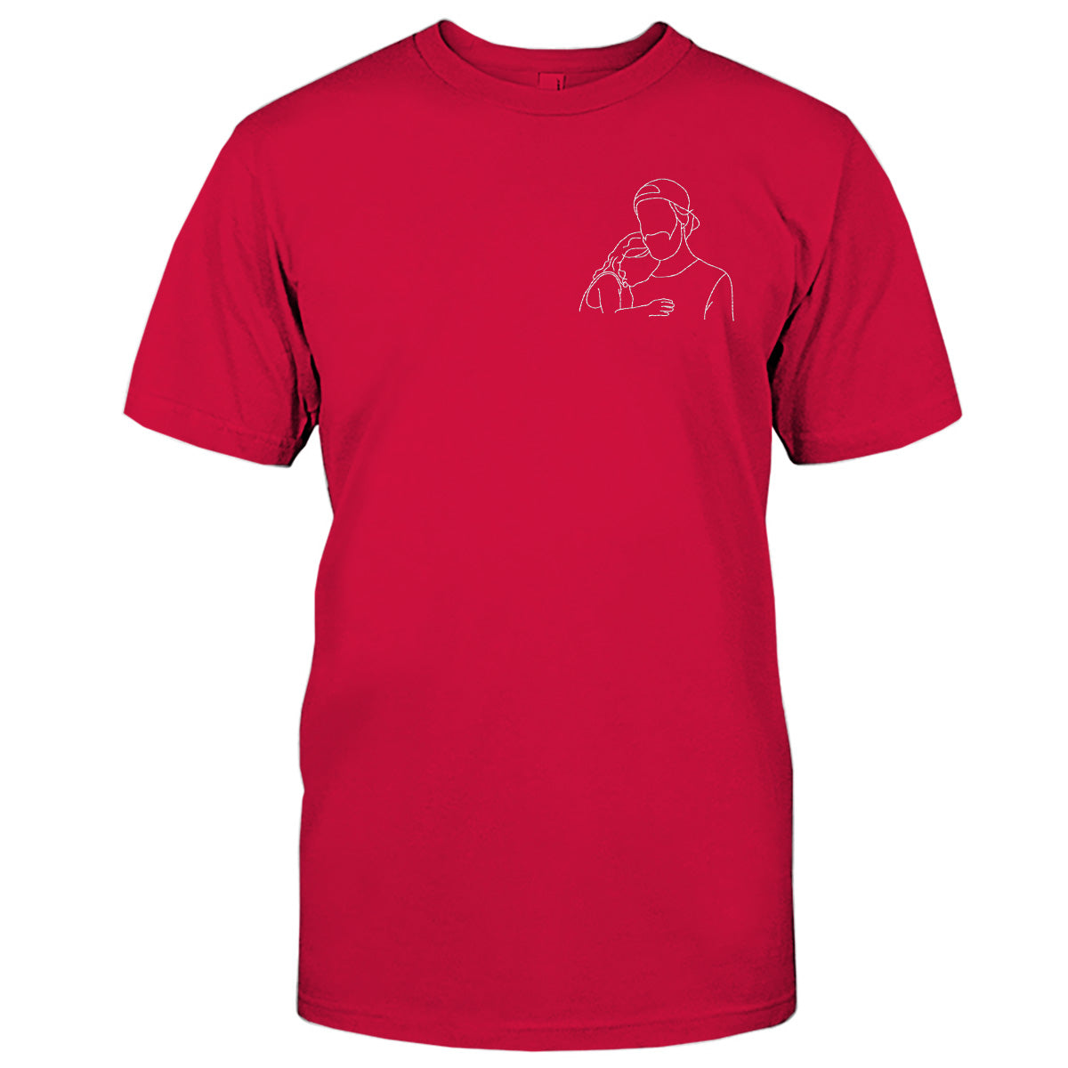 Custom Line Art - Personalized Step Dad Embroidered T-shirt