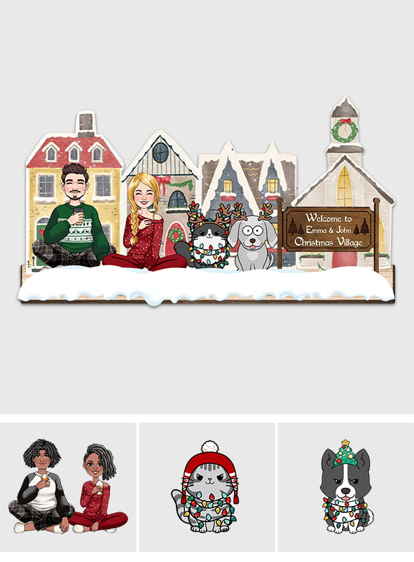 Christmas Village - gift for husband, wife, boyfriend, girlfriend - Personalized 1 Layered Big Freestanding