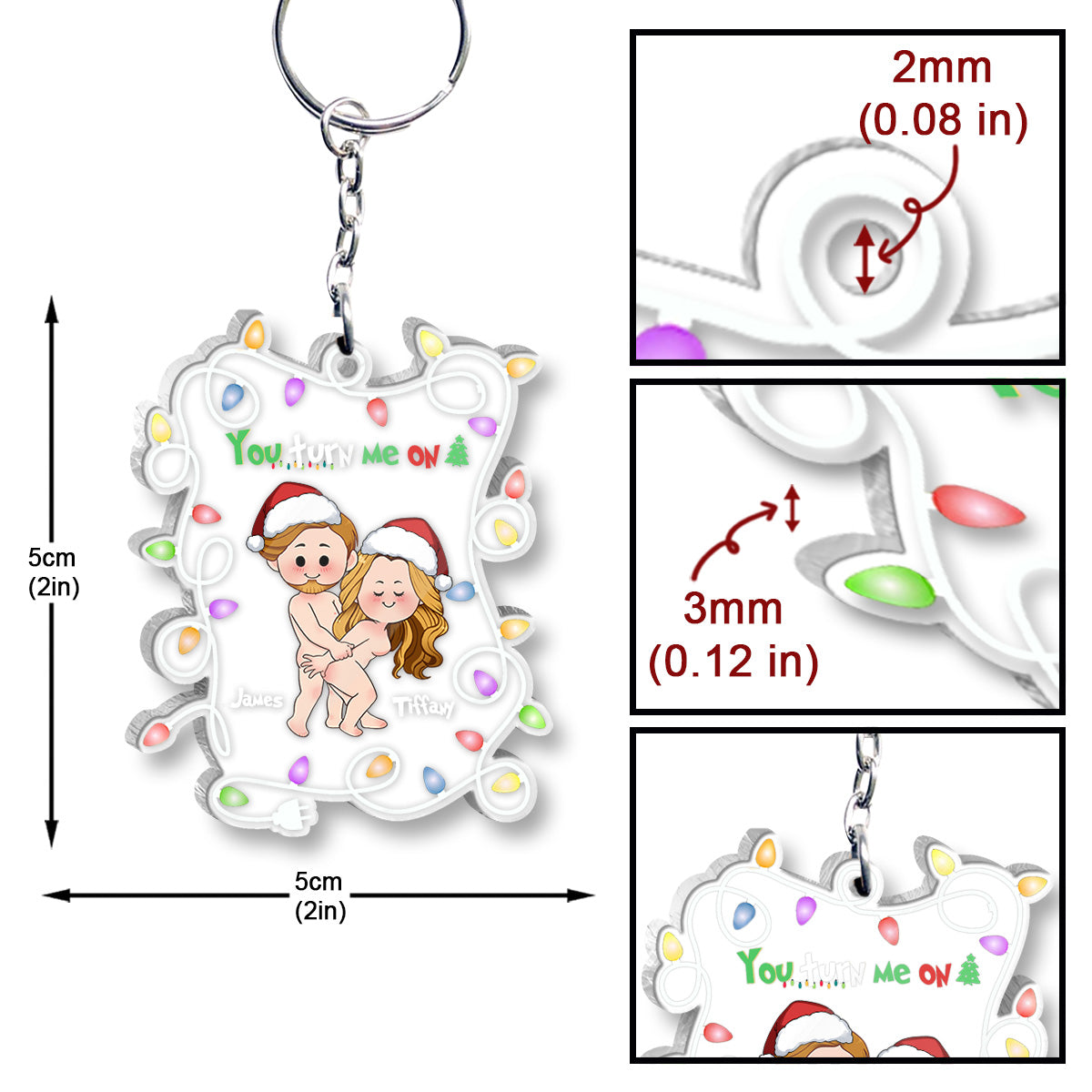 You Turn Me On - Personalized Couple Transparent Keychain