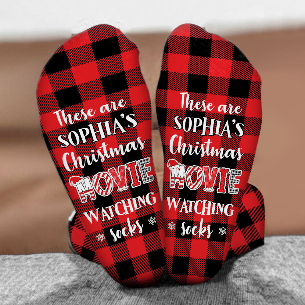 Christmas Movie Watching Socks - Personalized Christmas Socks
