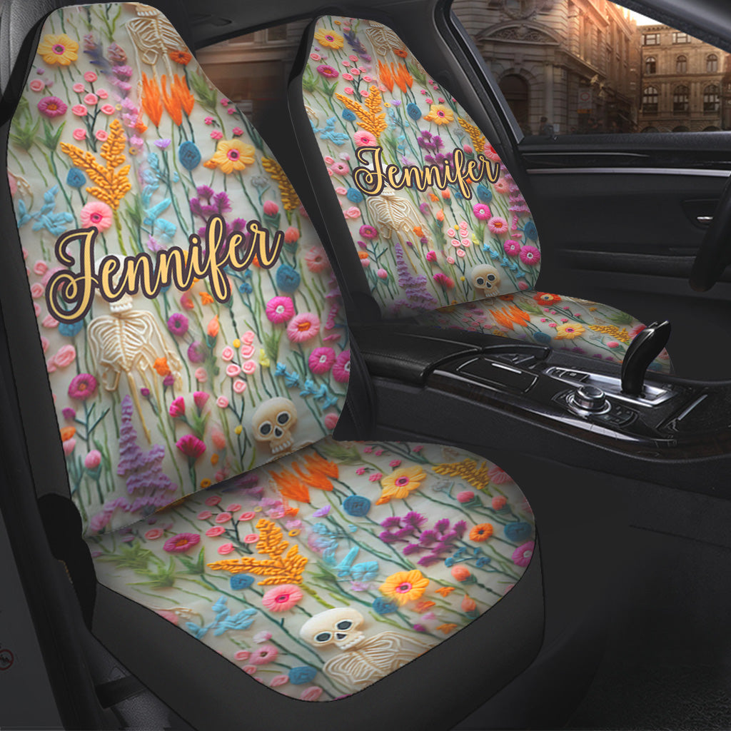 Floral Skeleton - Personalized Skull Seat Covers