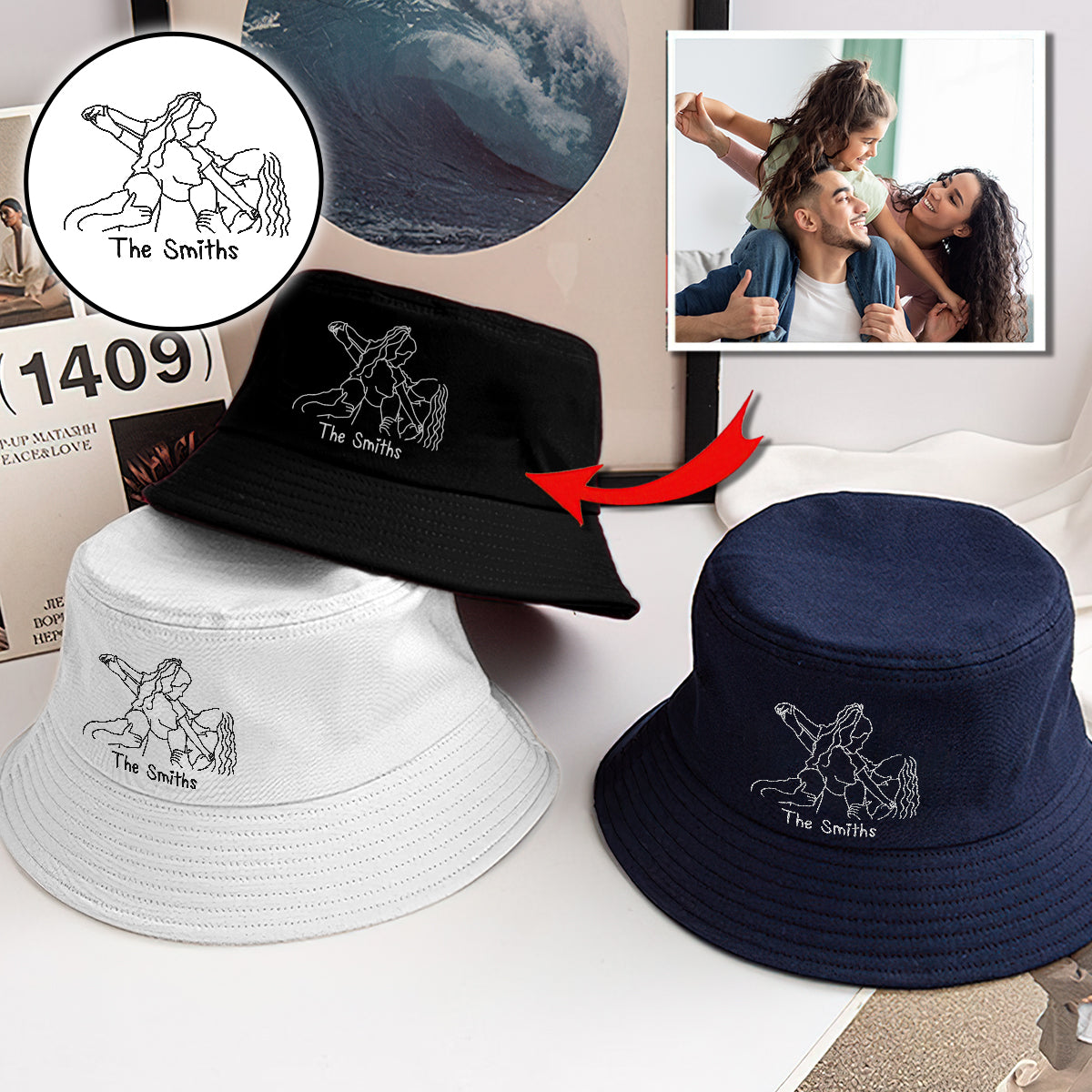 Custom Photo - Personalized Family Embroidered Bucket Hat