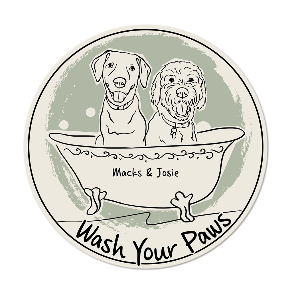 Wash Your Paws - Personalized Cat Round Wood Sign
