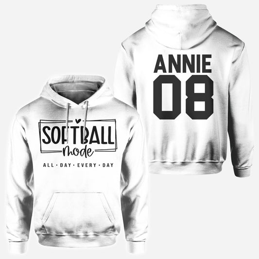 Sofball Mode All Day - Personalized Softball All Over Shirt