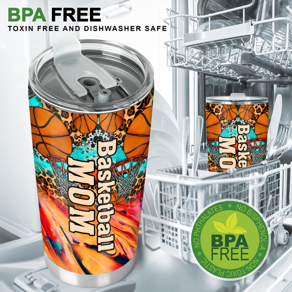Basketball Mom Leopard - Personalized Basketball Tumbler