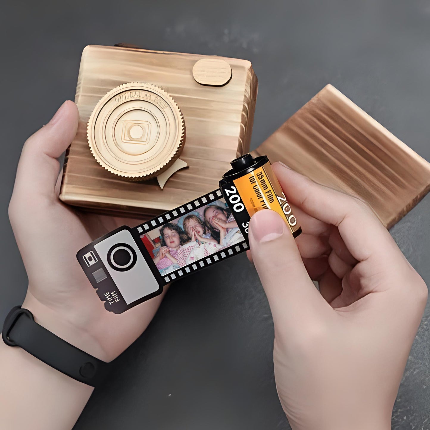 Our Memories - Sibling gift for sister, step brother - Personalized Film Roll Keychain