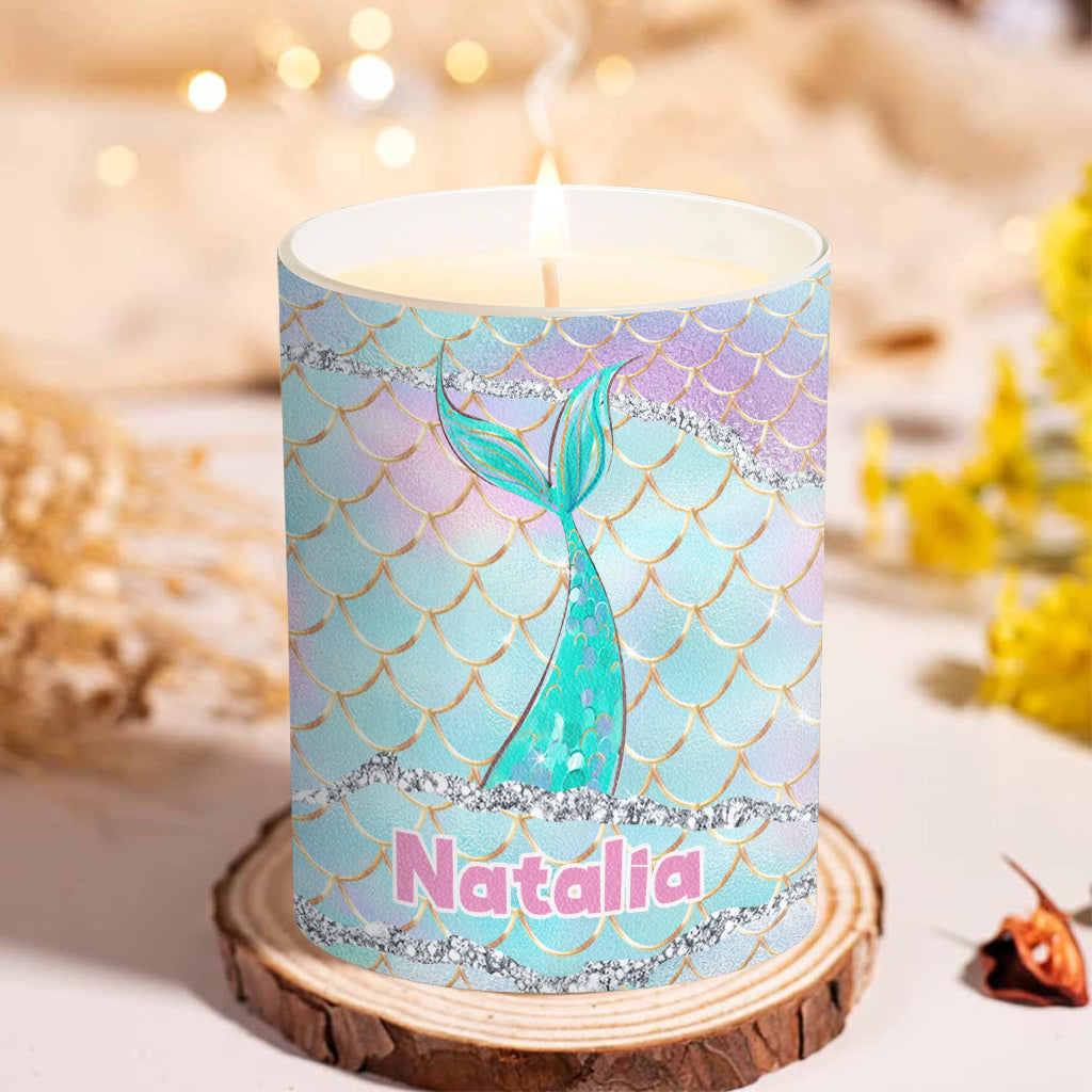 Beach Please I'm A Mermaid - Personalized Sea Lover Candle With Wooden Lid