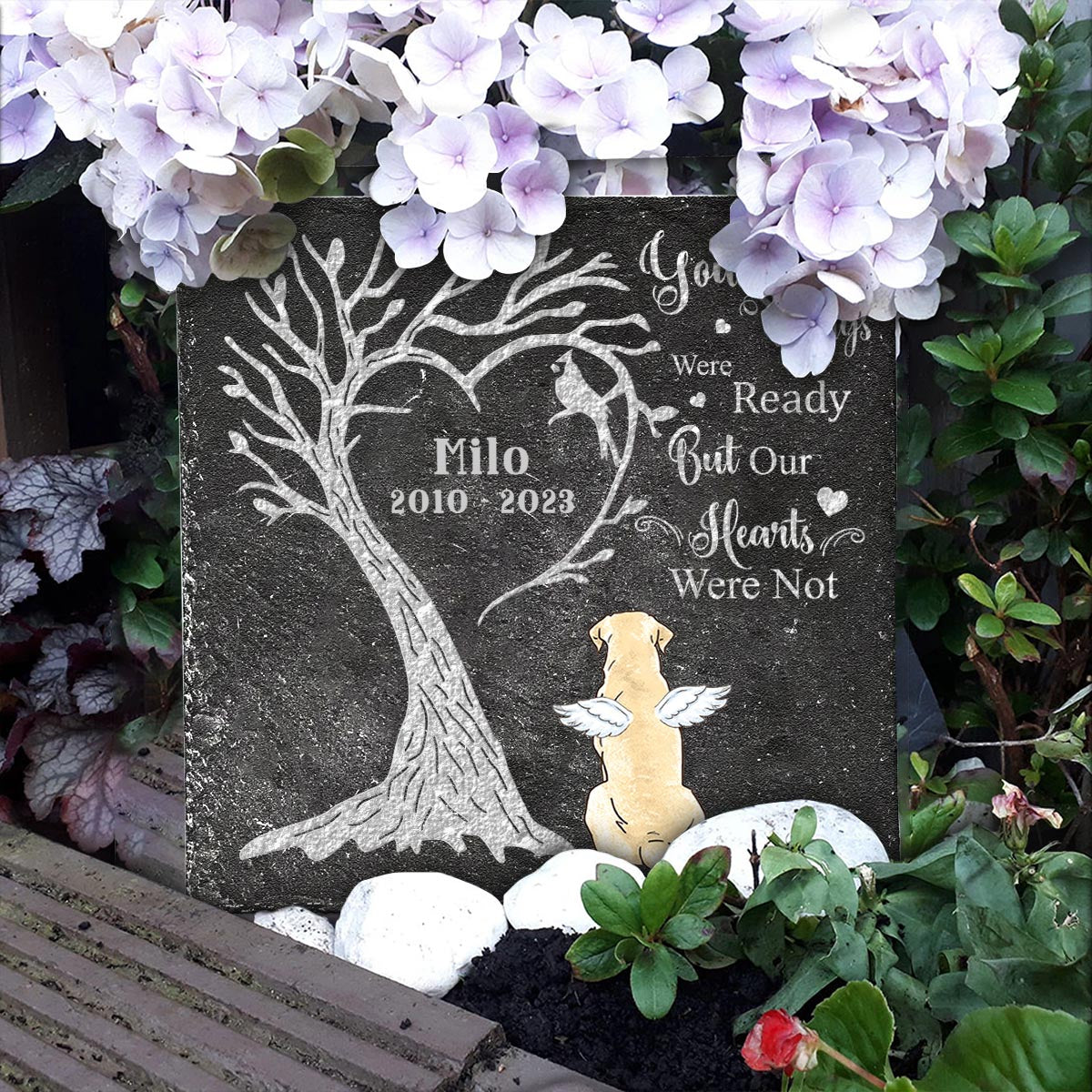 Your Wings Were Ready - Personalized Dog Square Shaped Stone