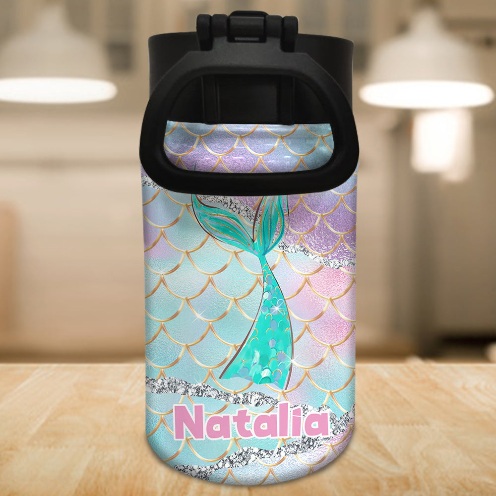 Beach Please I'm A Mermaid - Personalized Sea Lover Kids Water Bottle