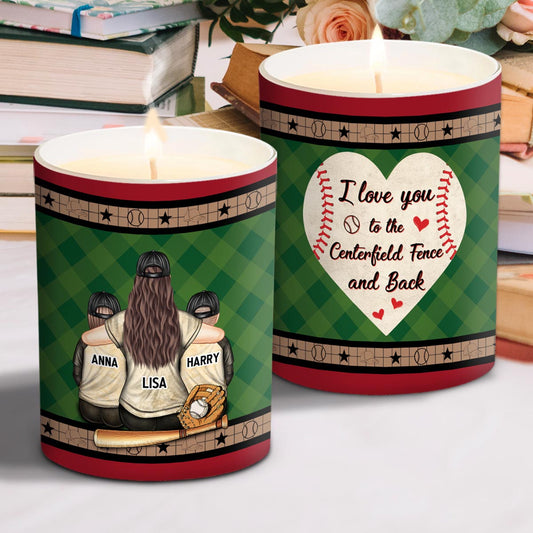 My Heart Is On That Field - Personalized Baseball Candle With Wooden Lid