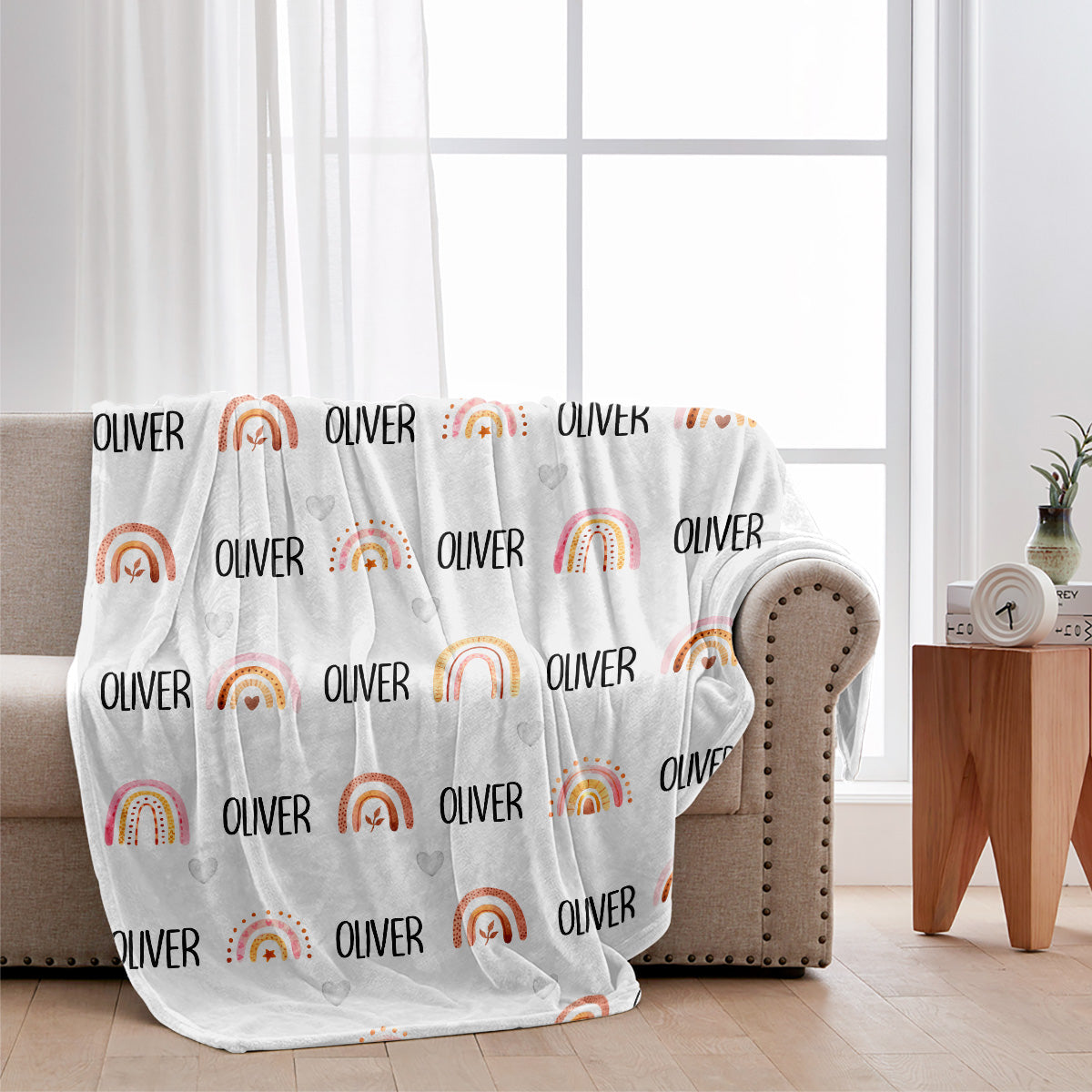 Custom Name Retro Rainbow - Personalized grandson Blanket