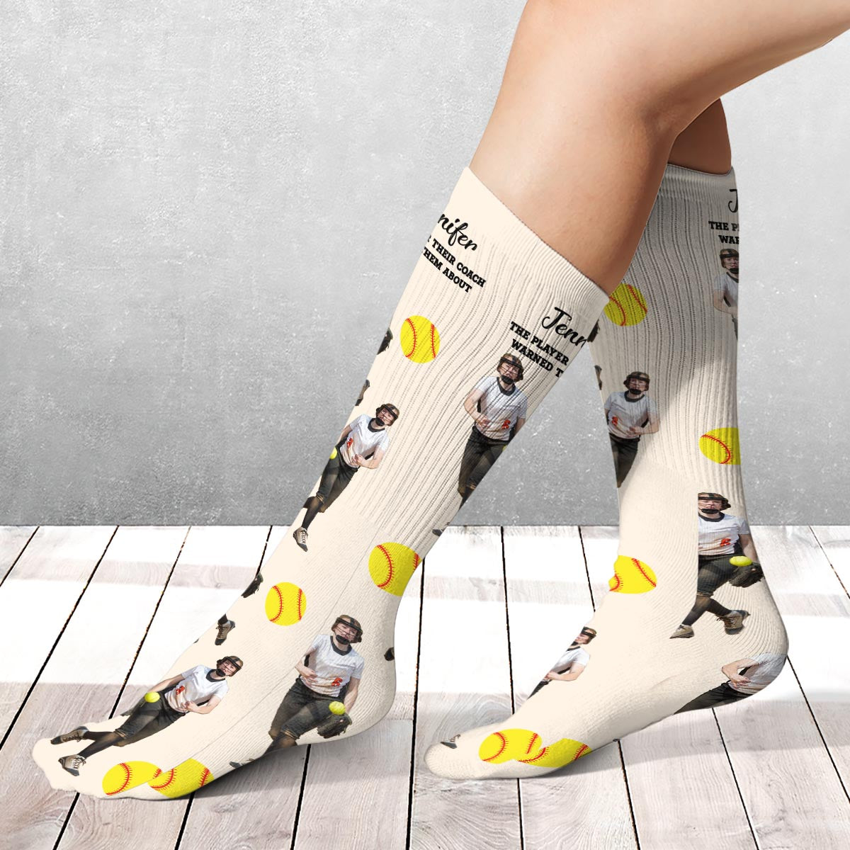 Their Coach Warned - Personalized Softball Socks