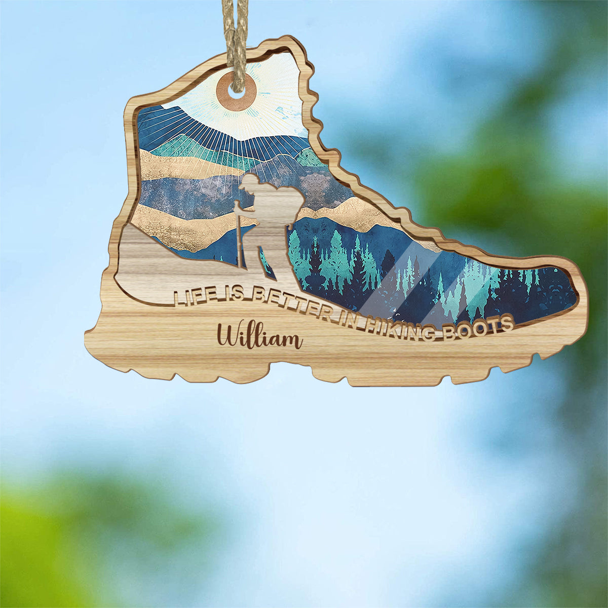 Life Is Better In Hiking Boots - Personalized Hiking Suncatcher