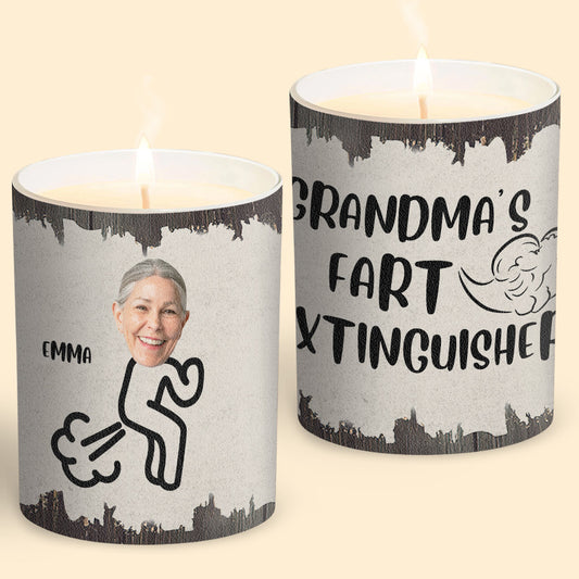 Fart Extinguisher - Gift for dad, grandma, grandpa, mom, uncle, aunt, son, daughter, brother, sister, granddaughter, grandson, husband, wife, boyfriend, girlfriend, friend - Personalized Candle With Wooden Lid
