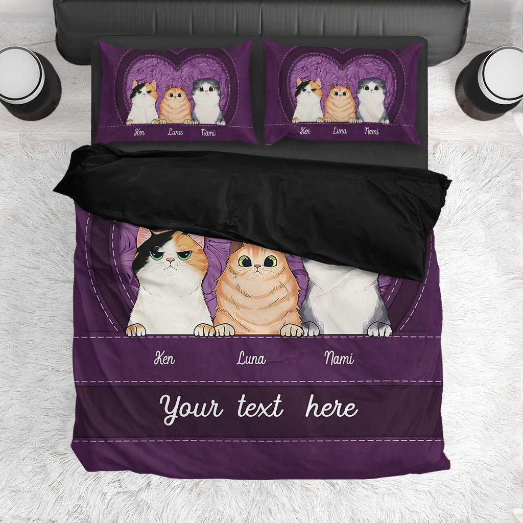 Cats In My Heart - Personalized Cat Bedding Set