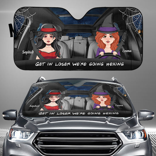 Get In Loser - Personalized Witch Car Sunshade