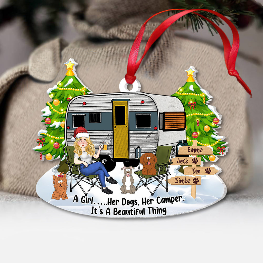 A Girl And Her Dog - Camping gift for dog lover - Personalized Ornament