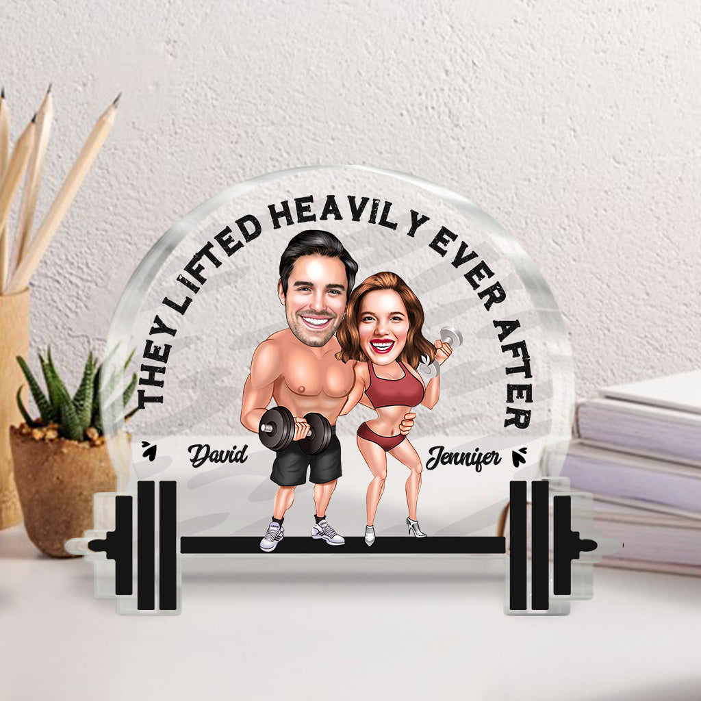 They Lifted Heavily Ever After - Personalized Fitness Custom Shaped Acrylic Plaque