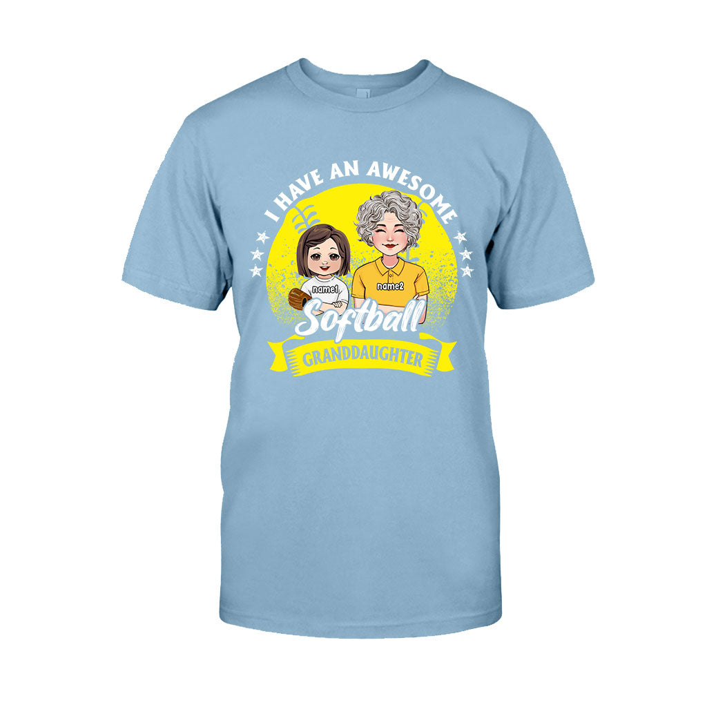 Awesome Softball Granddaughter - Personalized Softball T-shirt And Hoodie